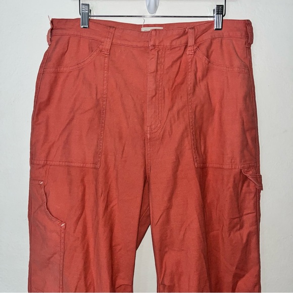 Anthropologie Pilcro Womens 31 Coral Wide Leg High Rise Painter Puddle Pants‎ - Picture 7 of 14
